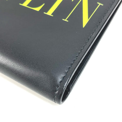 Valentino Folded Wallet Leather Black Vltn Logo Neck Wallet Women