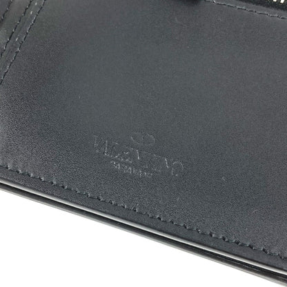 Valentino Folded Wallet Leather Black Vltn Logo Neck Wallet Women
