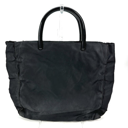 Prada Handbag Nylon Black Triangle Logo Plate Plat Stick Handle Unisex(Unisex)