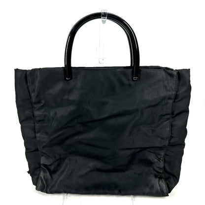 Prada Handbag Nylon Black Triangle Logo Plate Plat Stick Handle Unisex(Unisex)