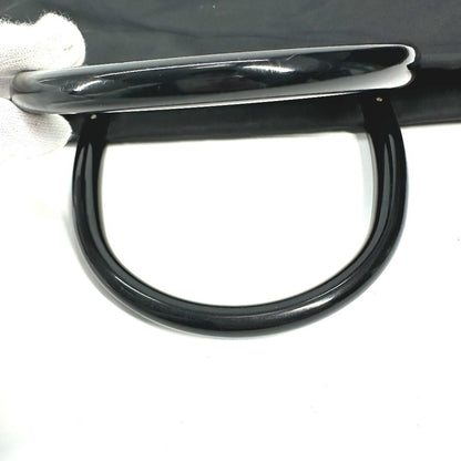 Prada Handbag Nylon Black Triangle Logo Plate Plat Stick Handle Unisex(Unisex)
