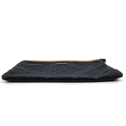 Gucci Clutch Bag 286209 Leather / Nylon Navy Gg Logo