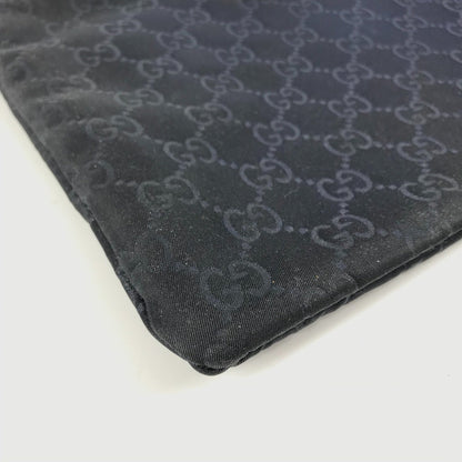 Gucci Clutch Bag 286209 Leather / Nylon Navy Gg Logo