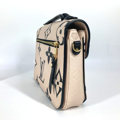 Louis Vuitton Handbag M45384 Monogram Ann Platt Leather Beige Lv Crafty Monogram Empreinte Pochette