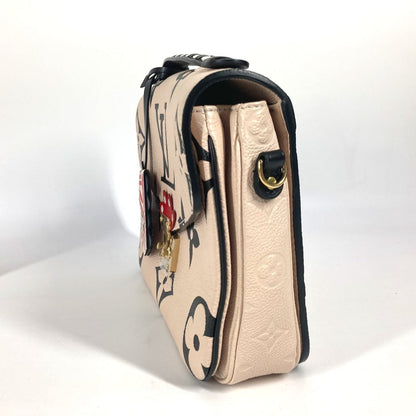 Louis Vuitton Handbag M45384 Monogram Ann Platt Leather Beige Lv Crafty Monogram Empreinte Pochette