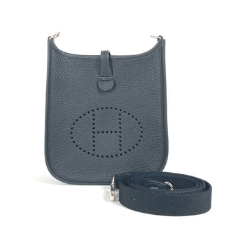 Hermes Shoulder Bag Taurillon Clemence Black Long Evelyn Tpm Amazone Unisex(Unisex)