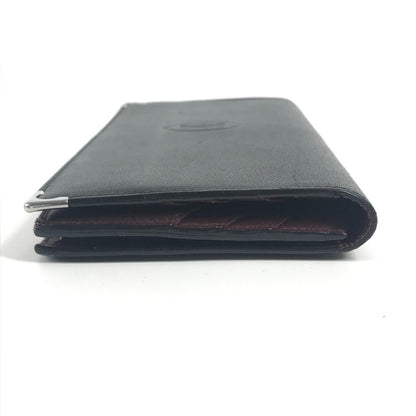Cartier Long Wallet Purse Leather Black Must Line Logo Mens(Unisex)