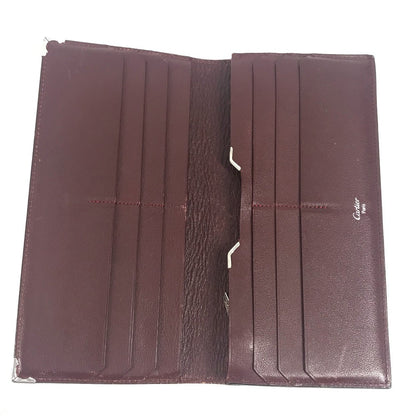 Cartier Long Wallet Purse Leather Black Must Line Logo Mens(Unisex)