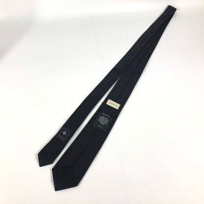 Gucci Tie Silk Black Tiger Embroidery Mens