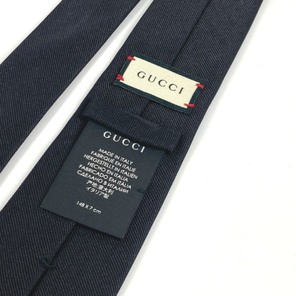 Gucci Tie Silk Black Tiger Embroidery Mens