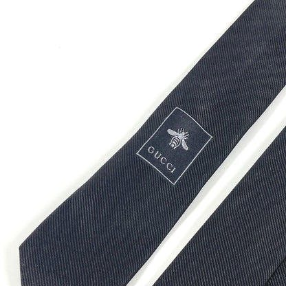 Gucci Tie Silk Black Tiger Embroidery Mens