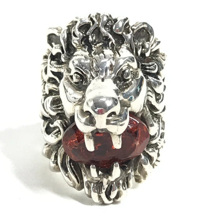 Gucci Ring Sv925 Silver Lion Animal Lion Head With Redstone 13