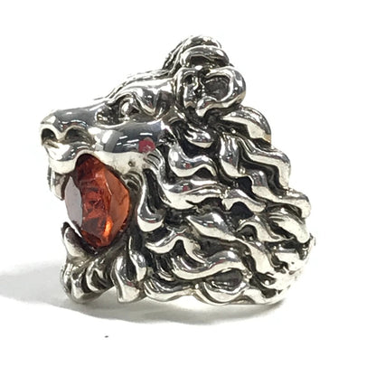 Gucci Ring Sv925 Silver Lion Animal Lion Head With Redstone 13