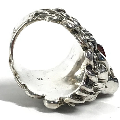 Gucci Ring Sv925 Silver Lion Animal Lion Head With Redstone 13