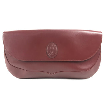 Cartier Clutch Bag Leather Bordeaux Must Line Logo Women