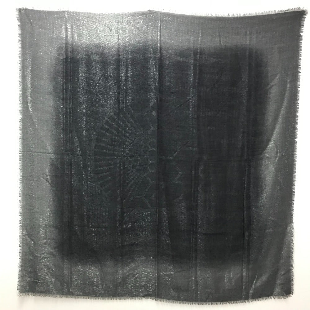 Bvlgari Shawl Wool, Cashmere Gray Large Glitter Scarf With Fringe Mens(Unisex)