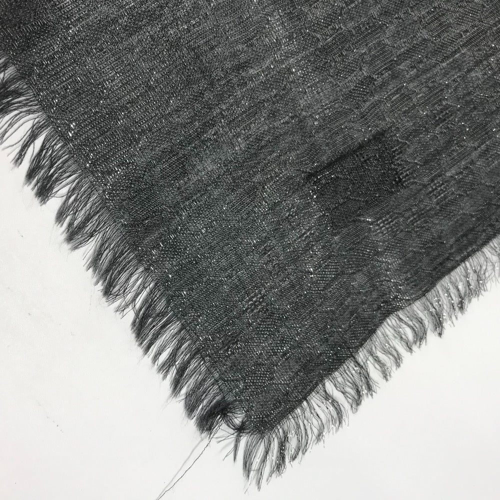 Bvlgari Shawl Wool, Cashmere Gray Large Glitter Scarf With Fringe Mens(Unisex)