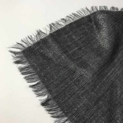 Bvlgari Shawl Wool, Cashmere Gray Large Glitter Scarf With Fringe Mens(Unisex)