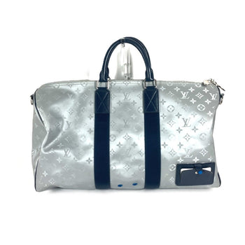 Louis Vuitton Boston Duffel Bag M44170 Canvas, Leather Silver Monogram Satellite Keepall