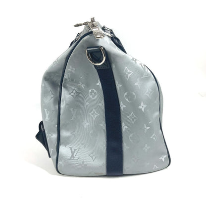 Louis Vuitton Boston Duffel Bag M44170 Canvas, Leather Silver Monogram Satellite Keepall