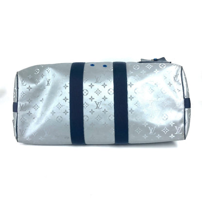 Louis Vuitton Boston Duffel Bag M44170 Canvas, Leather Silver Monogram Satellite Keepall
