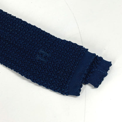 Hermes Tie Silk Navy H Logo Knit Tie Knit Tie