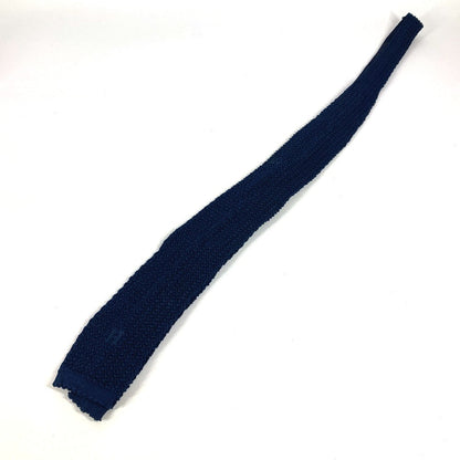 Hermes Tie Silk Navy H Logo Knit Tie Knit Tie