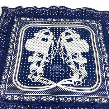 Hermes Scarf Silk Navy Carre70 Frill Brides De Gala A Pois