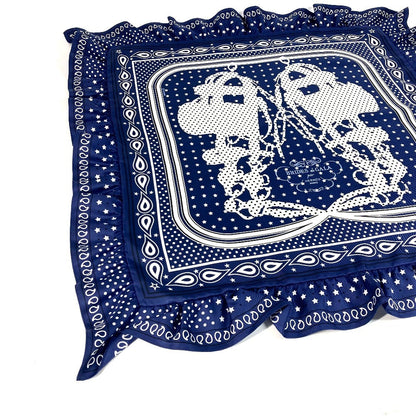 Hermes Scarf Silk Navy Carre70 Frill Brides De Gala A Pois