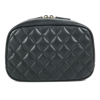 Chanel Pouch A80910 Caviar Skin Black Cc Coco Mark Logo Matelasse
