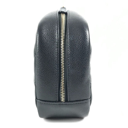 Chanel Pouch A80910 Caviar Skin Black Cc Coco Mark Logo Matelasse