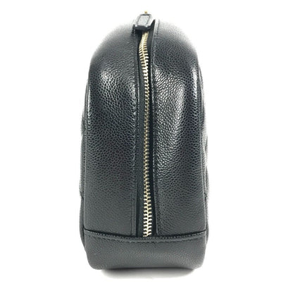 Chanel Pouch A80910 Caviar Skin Black Cc Coco Mark Logo Matelasse