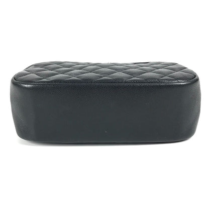 Chanel Pouch A80910 Caviar Skin Black Cc Coco Mark Logo Matelasse