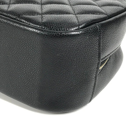 Chanel Pouch A80910 Caviar Skin Black Cc Coco Mark Logo Matelasse