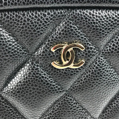 Chanel Pouch A80910 Caviar Skin Black Cc Coco Mark Logo Matelasse