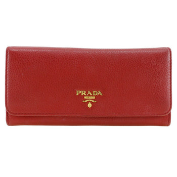 Prada Long Wallet Purse 1Mh132 Leather Red Vitterodino Women