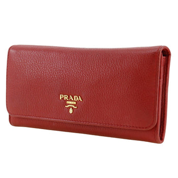 Prada Long Wallet Purse 1Mh132 Leather Red Vitterodino Women