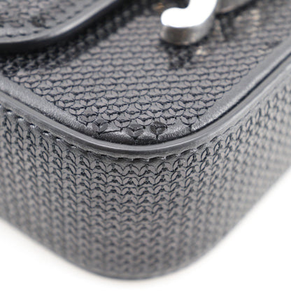 Celine Shoulder Bag Leather, Sequins Black 2-Way Clutch Mini Triomphe Women