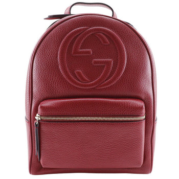 Gucci Backpack 536192 Leather Red Chainbackpack Interlocking Soho Women