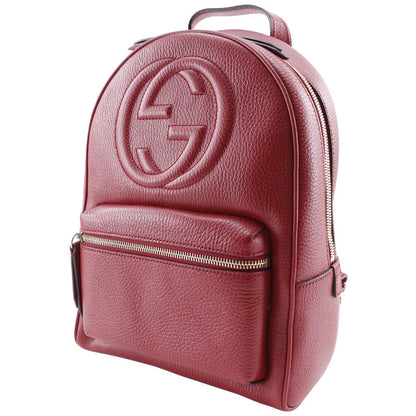 Gucci Backpack 536192 Leather Red Chainbackpack Interlocking Soho Women