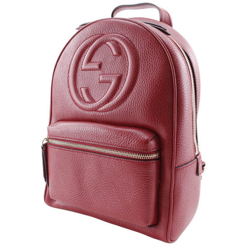 Gucci Backpack 536192 Leather Red Chainbackpack Interlocking Soho Women