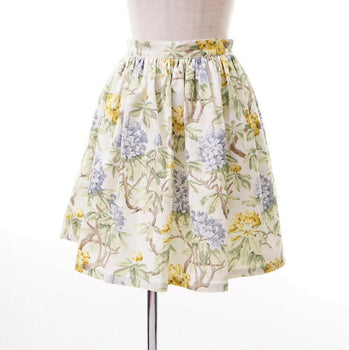 Miumiu Skirt Cotton, Elastane Multicolor Gathered Flared Skirt Mini Skirt Botanical Women S|Ss