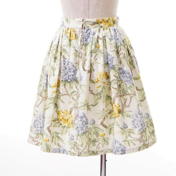 Miumiu Skirt Cotton, Elastane Multicolor Gathered Flared Skirt Mini Skirt Botanical Women S|Ss