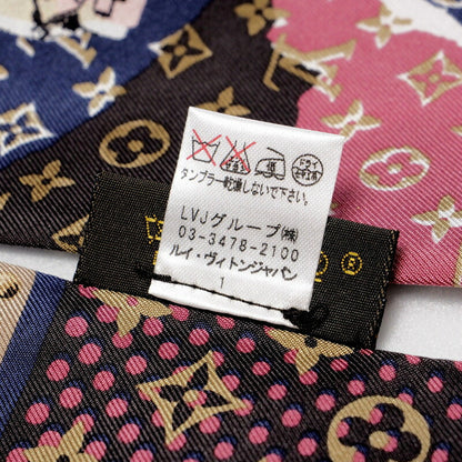 Louis Vuitton Scarf M75046 Silk Multicolor Monogram Wallpaper Twilly Bandoo Women