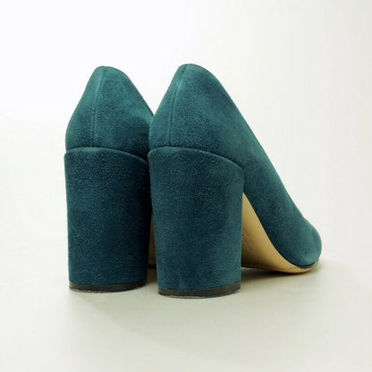Salvatore Ferragamo Pumps Suede Royal Cypress Sue Green Type Arezzo85 Women 6.5C