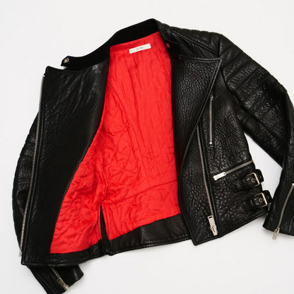 Celine Jacket Genuine Leather Black Women M