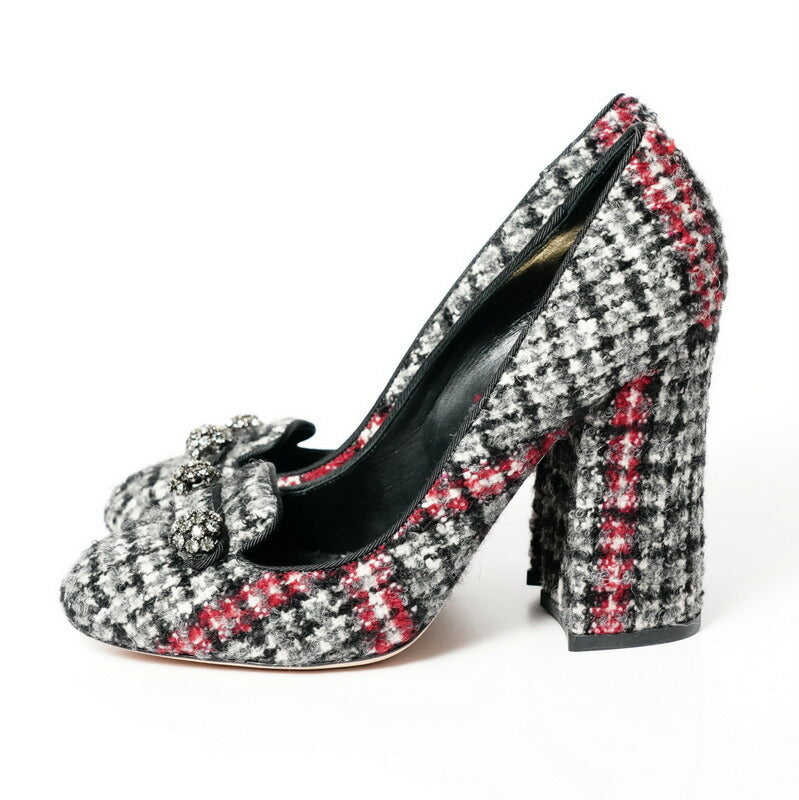 Dolce&Gabbana Pumps 1-6340 Tweed Gray / Black / Red Women 37