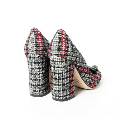 Dolce&Gabbana Pumps 1-6340 Tweed Gray / Black / Red Women 37