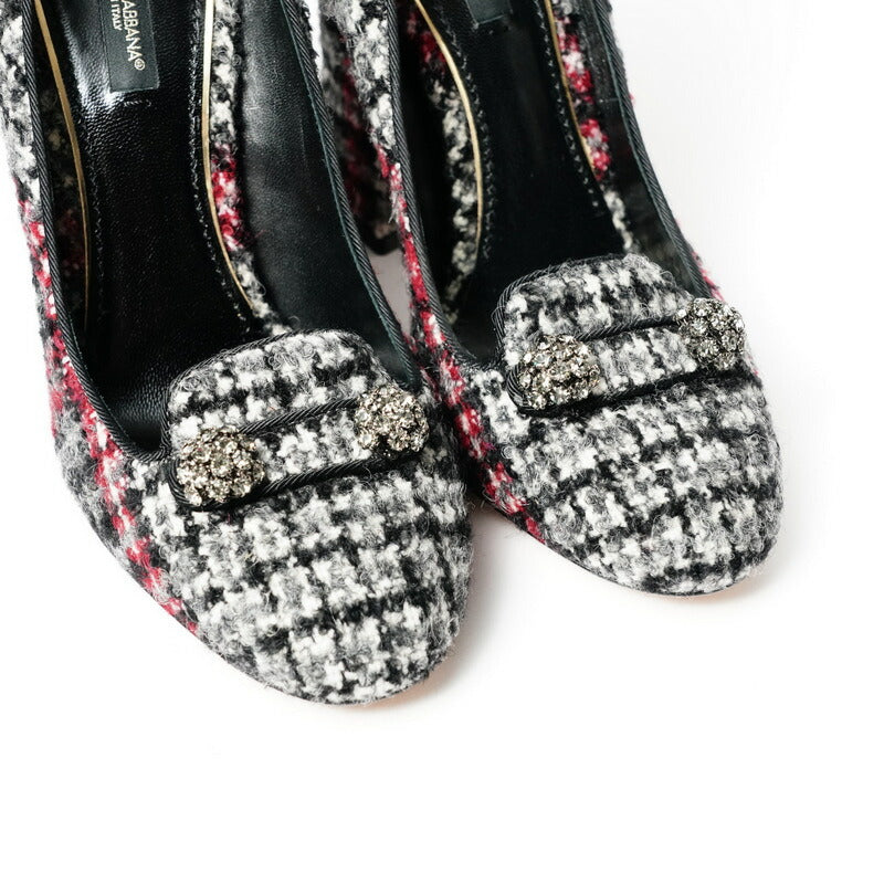 Dolce&Gabbana Pumps 1-6340 Tweed Gray / Black / Red Women 37