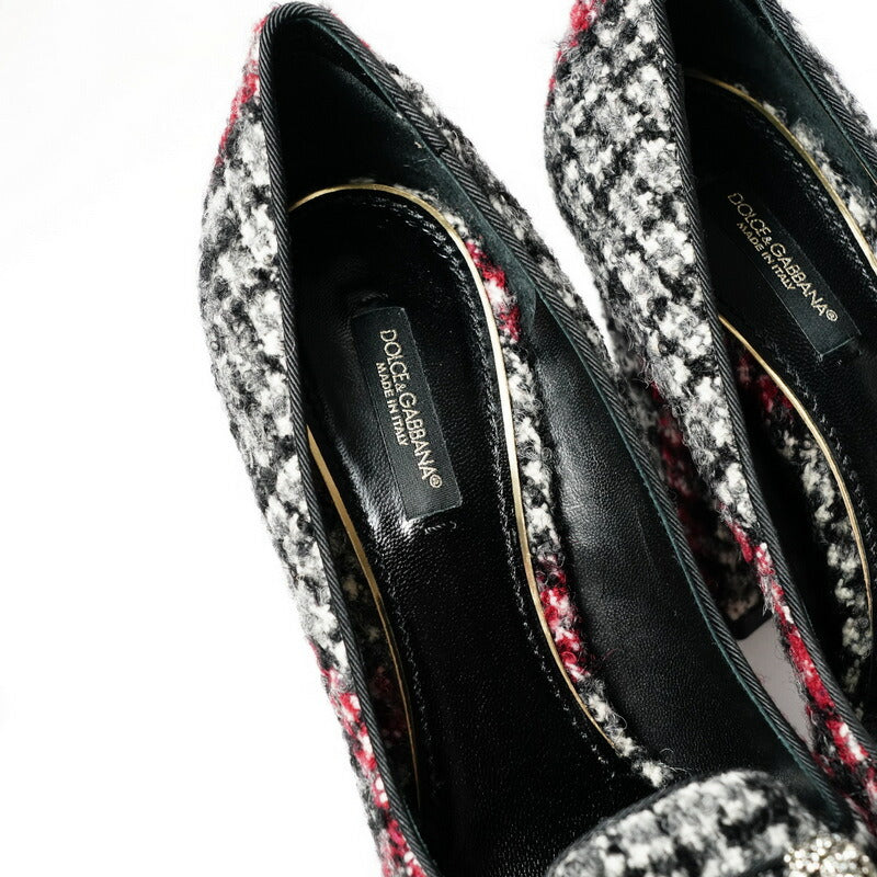 Dolce&Gabbana Pumps 1-6340 Tweed Gray / Black / Red Women 37